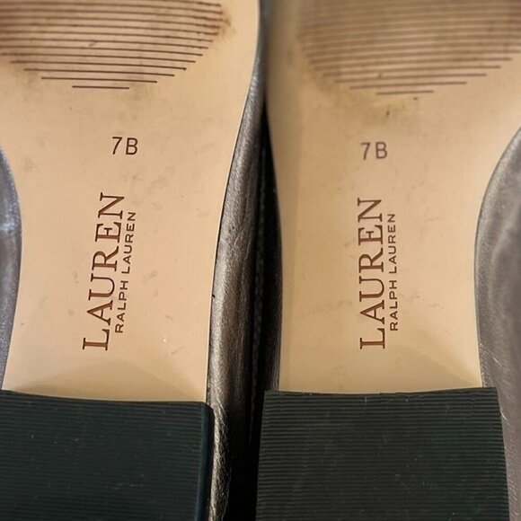 Lauren Ralph Lauren Woman's Silver Glennie Bow Flats Sz 7B - Picture 6 of 8